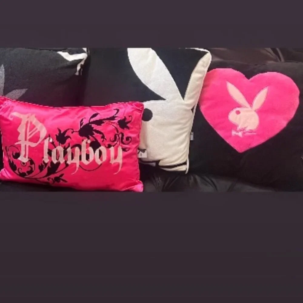 Playboy bunny pillows pink black grey white square pillows y2k rare collectors